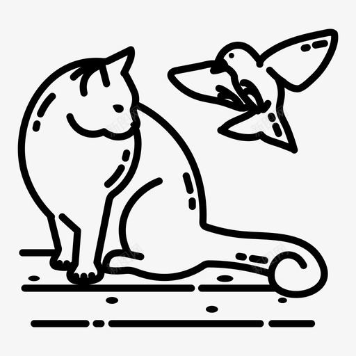 猫和鸟猫小猫图标svg_新图网 https://ixintu.com 宠物 小猫