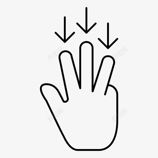 手指箭头向下图标svg_新图网 https://ixintu.com 向下 手势 手势细线条 手指 箭头