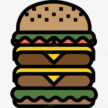 汉堡食品125原色图标图标