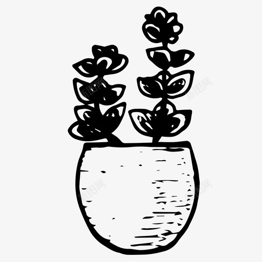 多汁花手绘图标svg_新图网 https://ixintu.com 多汁 家庭植物 手绘 盆栽植物 花