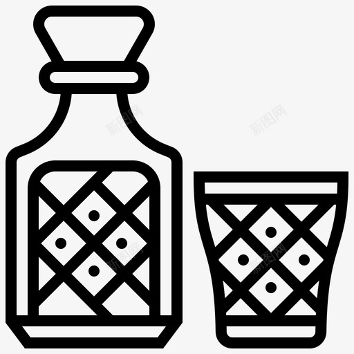 瓶子饮料玻璃杯图标svg_新图网 https://ixintu.com 水 玻璃杯 瓶子 葡萄酒装饰线 饮料