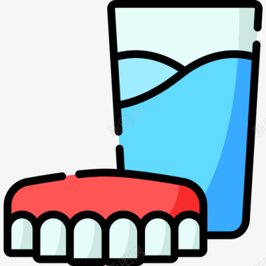 假牙牙医和牙科护理6线性颜色图标图标