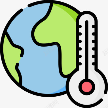 全球变暖地球母亲日4线性颜色图标图标