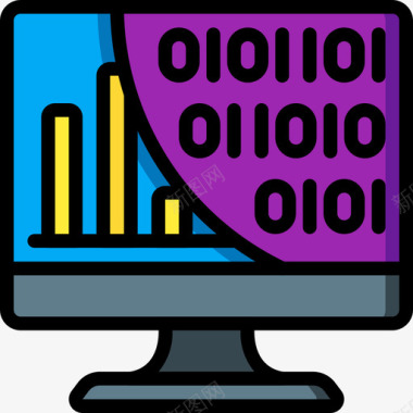 二进制代码数据科学15线性颜色图标图标
