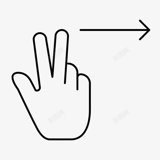 手指手势右手图标svg_新图网 https://ixintu.com 右手 手势 手指 线条 细线