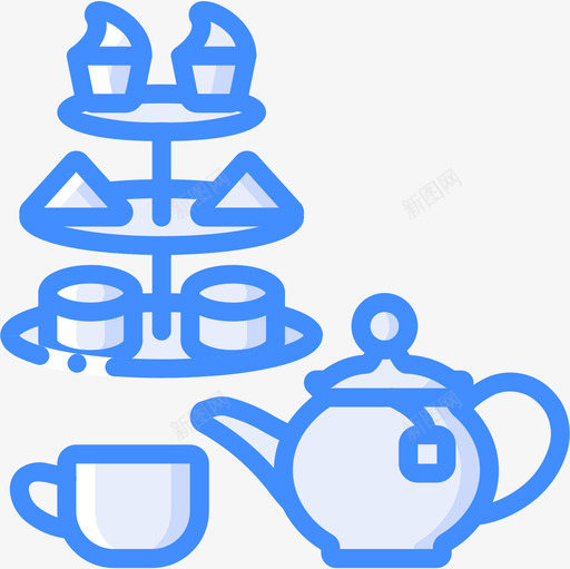 茶点时间英国3蓝色图标svg_新图网 https://ixintu.com 时间 英国 茶点 蓝色