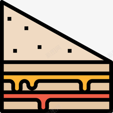 三明治快餐54线性颜色图标图标