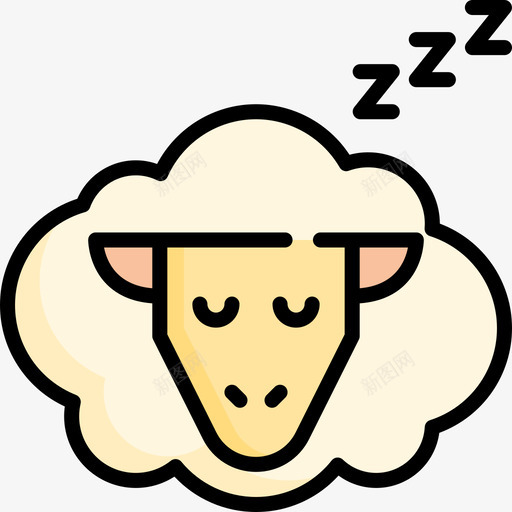 绵羊睡觉时间17线性颜色图标svg_新图网 https://ixintu.com 时间 睡觉 线性 绵羊 颜色