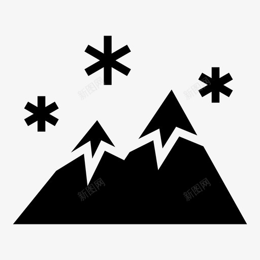 雪山雪花冰图标svg_新图网 https://ixintu.com 冬天 雕文 雪山 雪花