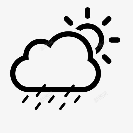 雨天天气预报天空图标svg_新图网 https://ixintu.com 天气 天气储存001线固体 天气预报 天空 太阳 雨天