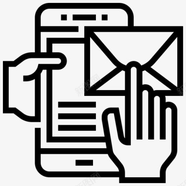 邮件智能手机应用程序2线性图标图标