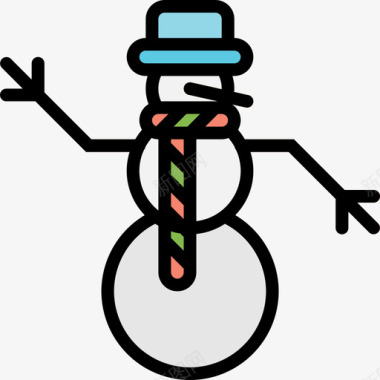 雪人冬天59线性颜色图标图标
