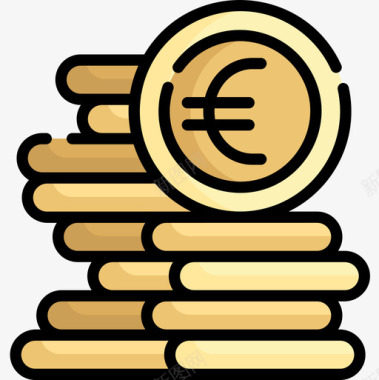 欧元货币72线性颜色图标图标