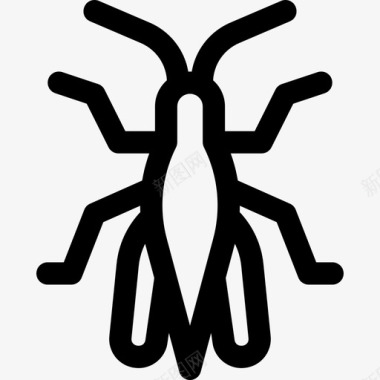 蚱蜢昆虫9线状图标图标
