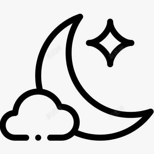 多云的夜晚214号天气线性图标svg_新图网 https://ixintu.com 214号天气 多云的夜晚 线性
