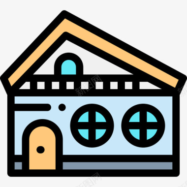 乡村住宅房屋类型21线性颜色图标图标
