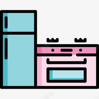 厨房室内8线性颜色图标图标