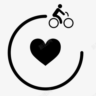 自行车爱自行车心图标图标