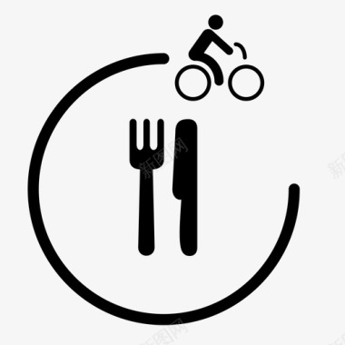 自行车餐厅自行车美食图标图标