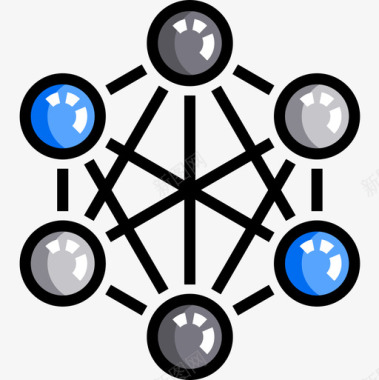 网络区块链21线性颜色图标图标