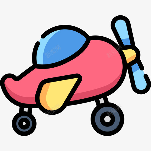 飞机儿童玩具12线性颜色图标svg_新图网 https://ixintu.com 儿童玩具 线性 颜色 飞机