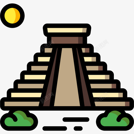 玛雅金字塔南美洲4线形颜色图标svg_新图网 https://ixintu.com 南美洲4 玛雅金字塔 线形颜色