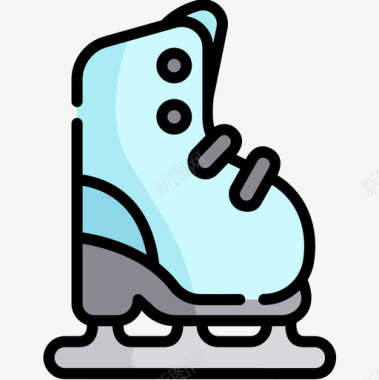 溜冰鞋冬季运动24线性颜色图标图标