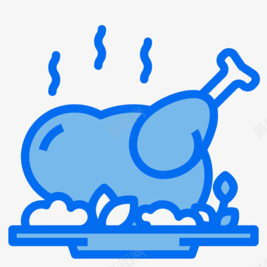 鸡肉食物150蓝色图标图标