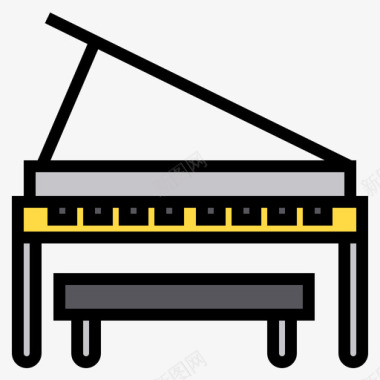 钢琴音乐84线性色彩图标图标