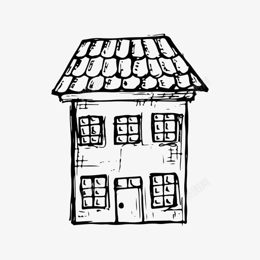 房子建筑涂鸦图标svg_新图网 https://ixintu.com 建筑 房子 手绘 涂鸦