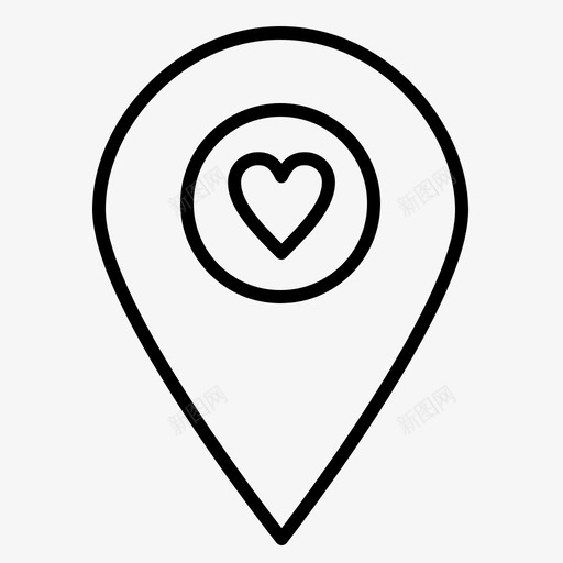 心脏位置地图图标svg_新图网 https://ixintu.com 位置 地图 心脏 指针 规则 轮廓