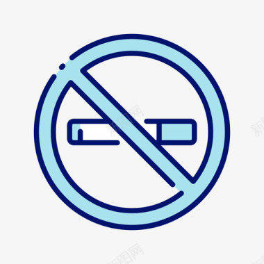 禁止吸烟航空22线性颜色图标图标