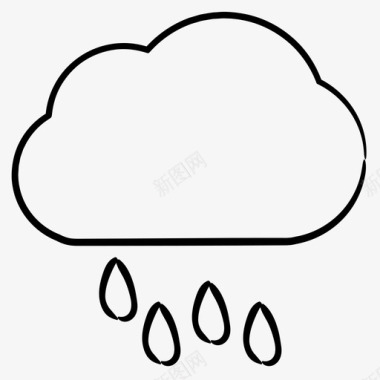 下雨下雨天气天气手绘图标图标