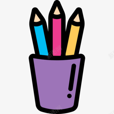铅笔盒艺术家工作室12线性颜色图标图标