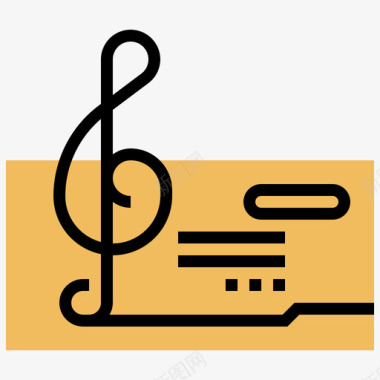 高音谱号音乐和多媒体5黄色阴影图标图标