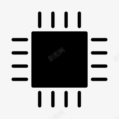 微芯片硬件处理器图标图标