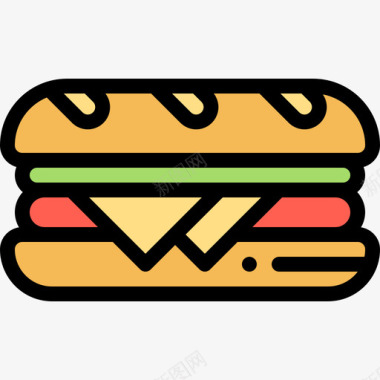 三明治食品配送16线性颜色图标图标