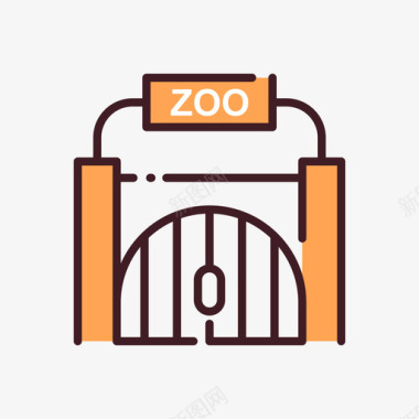 动物园动物园19线性颜色图标图标