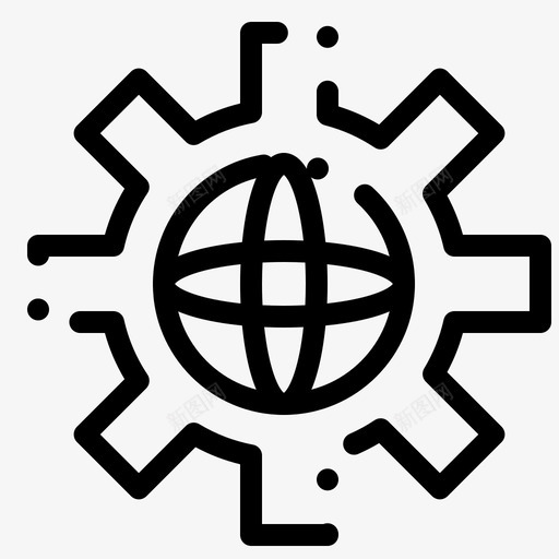 世界地球仪设置图标svg_新图网 https://ixintu.com 世界 地球仪 技术 技术支持 虚线 设置