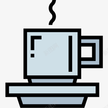 咖啡咖啡店85线性颜色图标图标