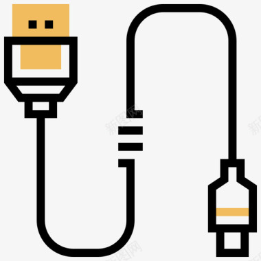 Usb连接器类型5黄色阴影图标图标