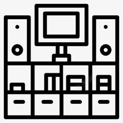 房间音乐扬声器书籍起居室图标高清图片