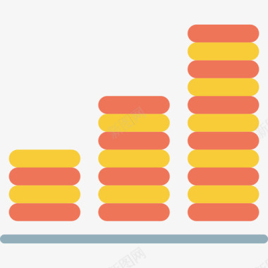 硬币图表和图表3扁平图标图标