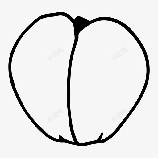 桃手绘素描图标svg_新图网 https://ixintu.com 手绘 水果 素描 黑白水果