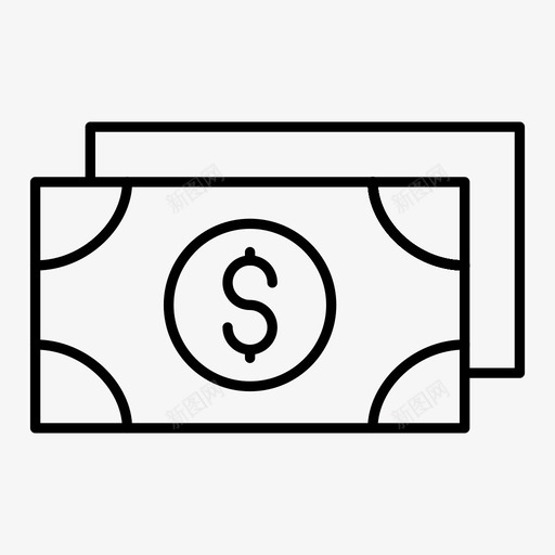 现金银行货币图标svg_新图网 https://ixintu.com 图标 现金 细线 美元 货币 金融 银行