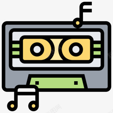 盒式磁带音乐和多媒体4线性彩色图标图标
