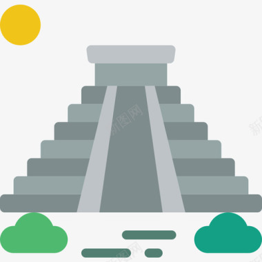 玛雅金字塔南美洲3平坦图标图标