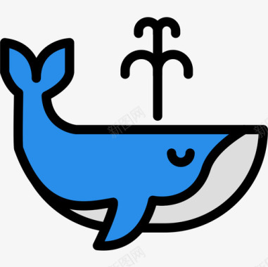 鲸鱼海滨3线状颜色图标图标