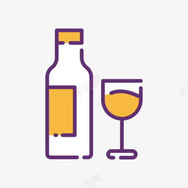 葡萄酒冬季79线性颜色图标图标
