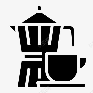 咖啡早餐意式浓缩咖啡机图标图标